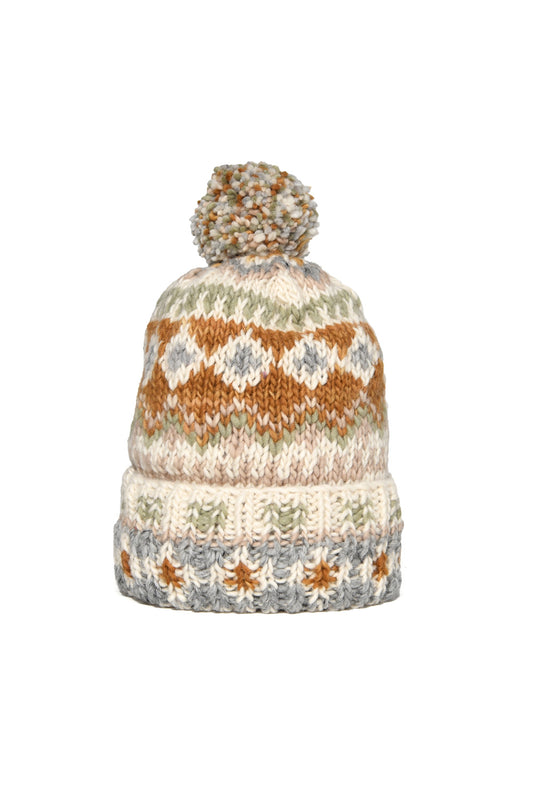 Double Cuff Cap Fair Isle #3 - Ivory #6