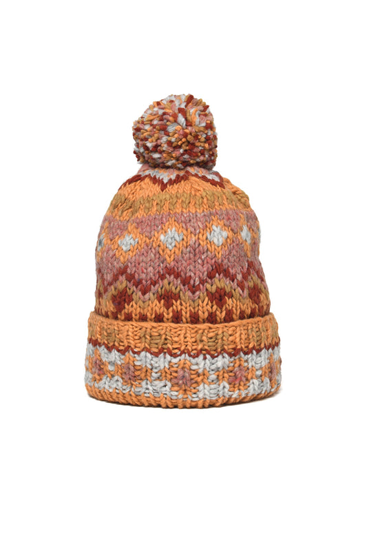 Double Cuff Cap Fair Isle #3 - Old Orange