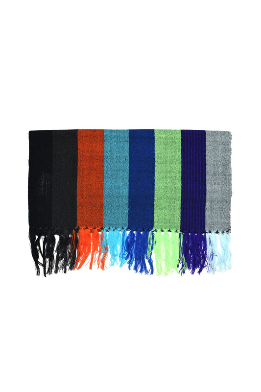 8 Color Combi Scarf - Black x Lt Green [Narrow]