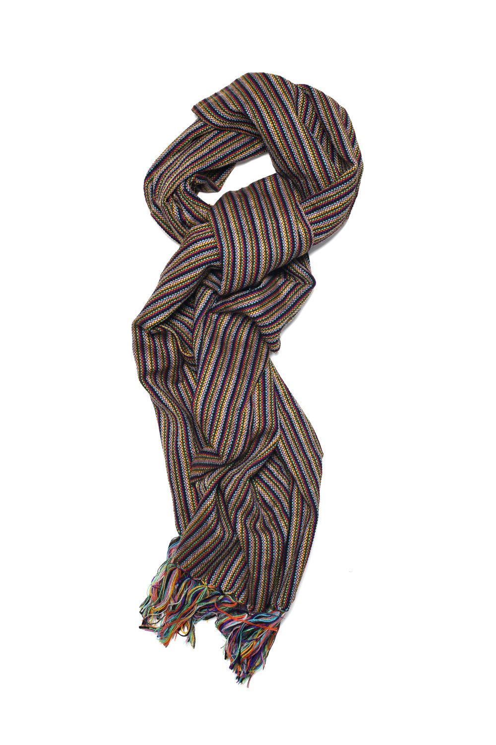 Multi Pin Stripe Scarf - Brown [Narrow]