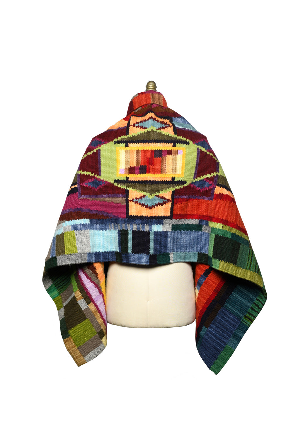 Merino Wool Blanket Poncho - Diamond Sampler