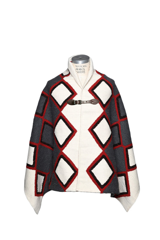 Merino Wool Blanket Poncho - Triple Diamond