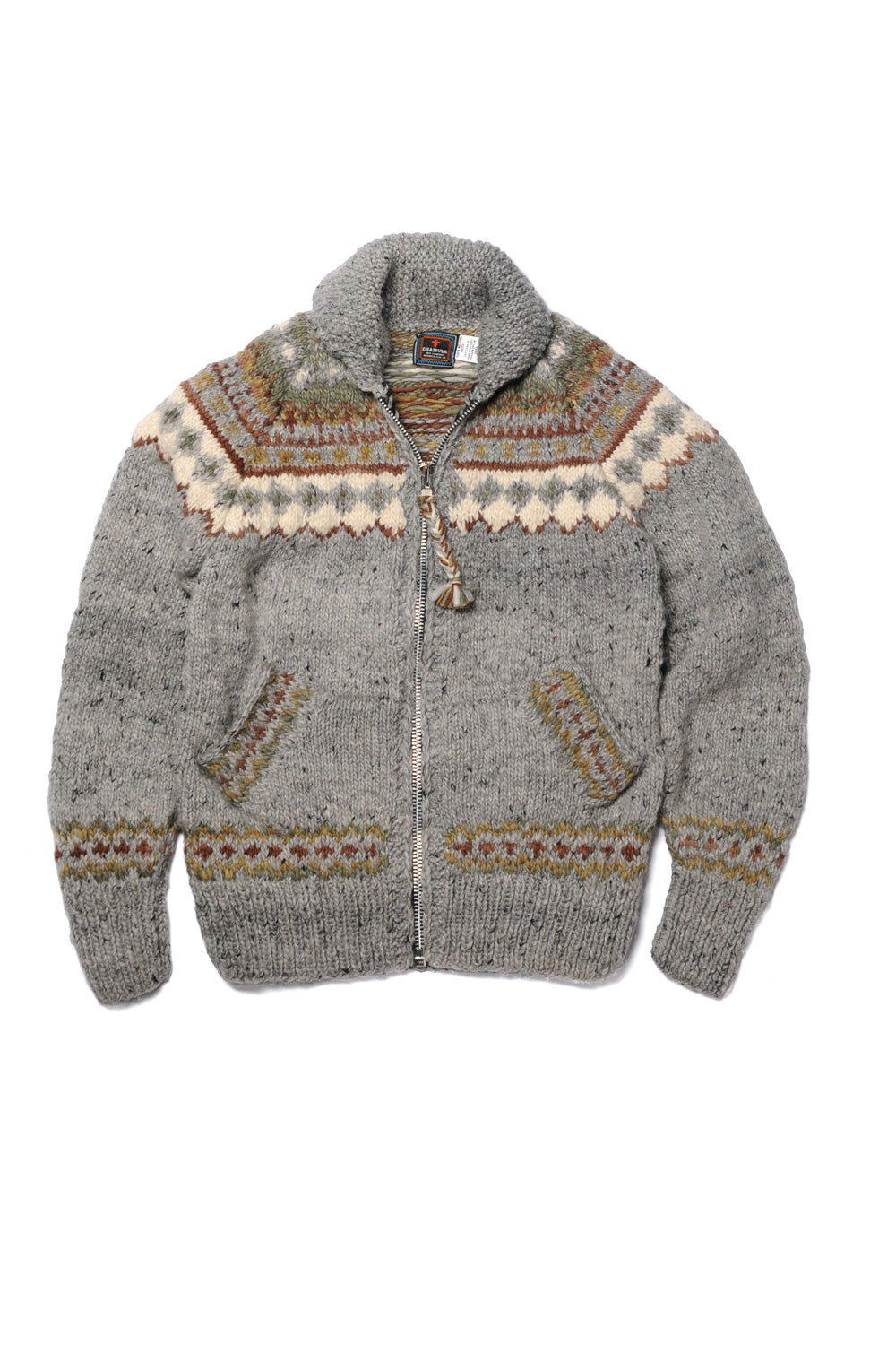 Fair Isle #3 Zipper Cardigan - Pearl Grey