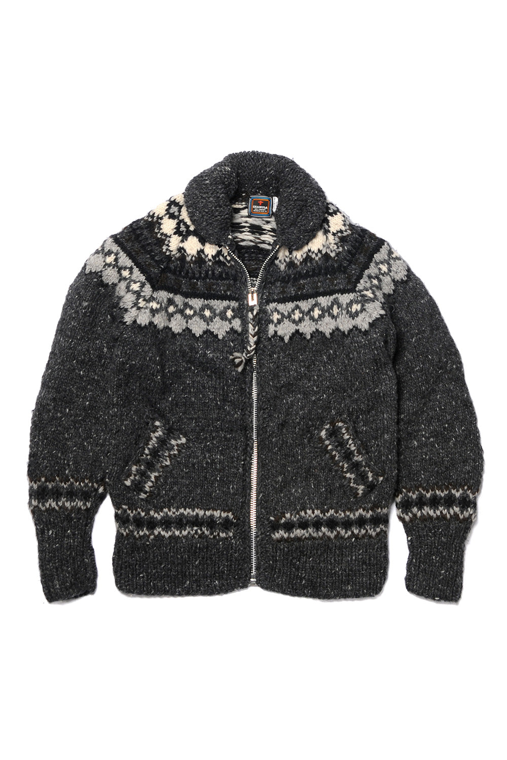 Fair Isle #3 Ireland Zipper Cardigan - Ox Grey