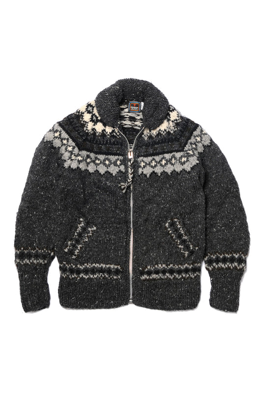Fair Isle #3 Ireland Zipper Cardigan - Ox Grey