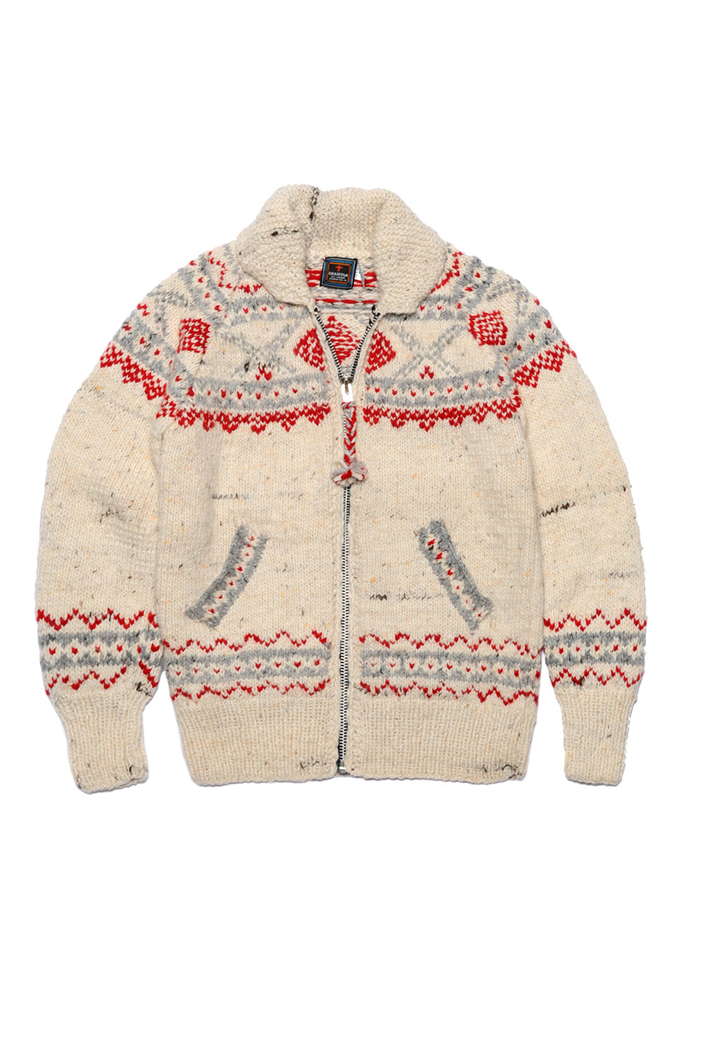 Fair Isle #5 Zipper Cardigan - Natural Heather