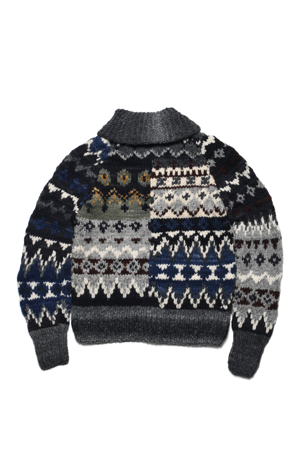 CHAMULA チャムラ ハンドニット ジップアップ カウチンセーター M Crazy Zipper Cardigan - Black – CHAMULA