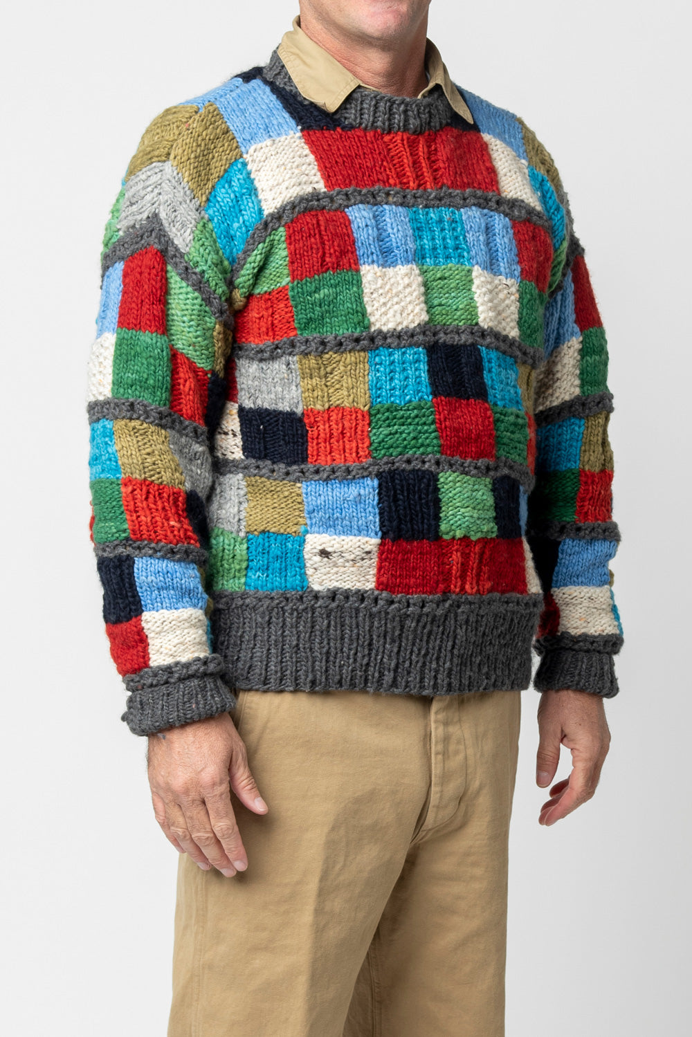 Sampler Squares Pullover - Grey