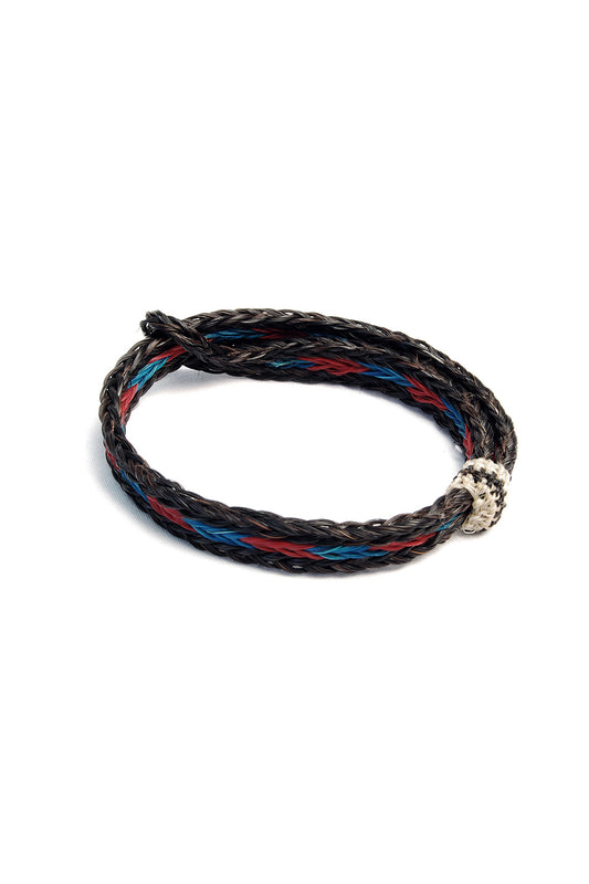 Braided Horsehair Bracelet - #17 TURQ/RED/BLK