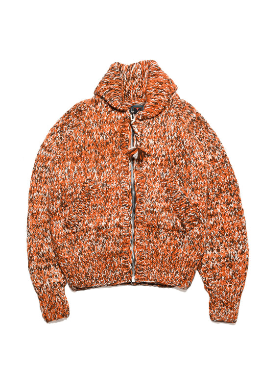 Mix Heather Zipper Cardigan - Orange Mix