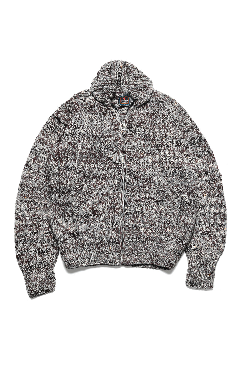 Mix #2 Heather Zipper Cardigan - Brown/Grey Mix