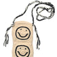 Smiley Crochet Pocket Bag - Tan
