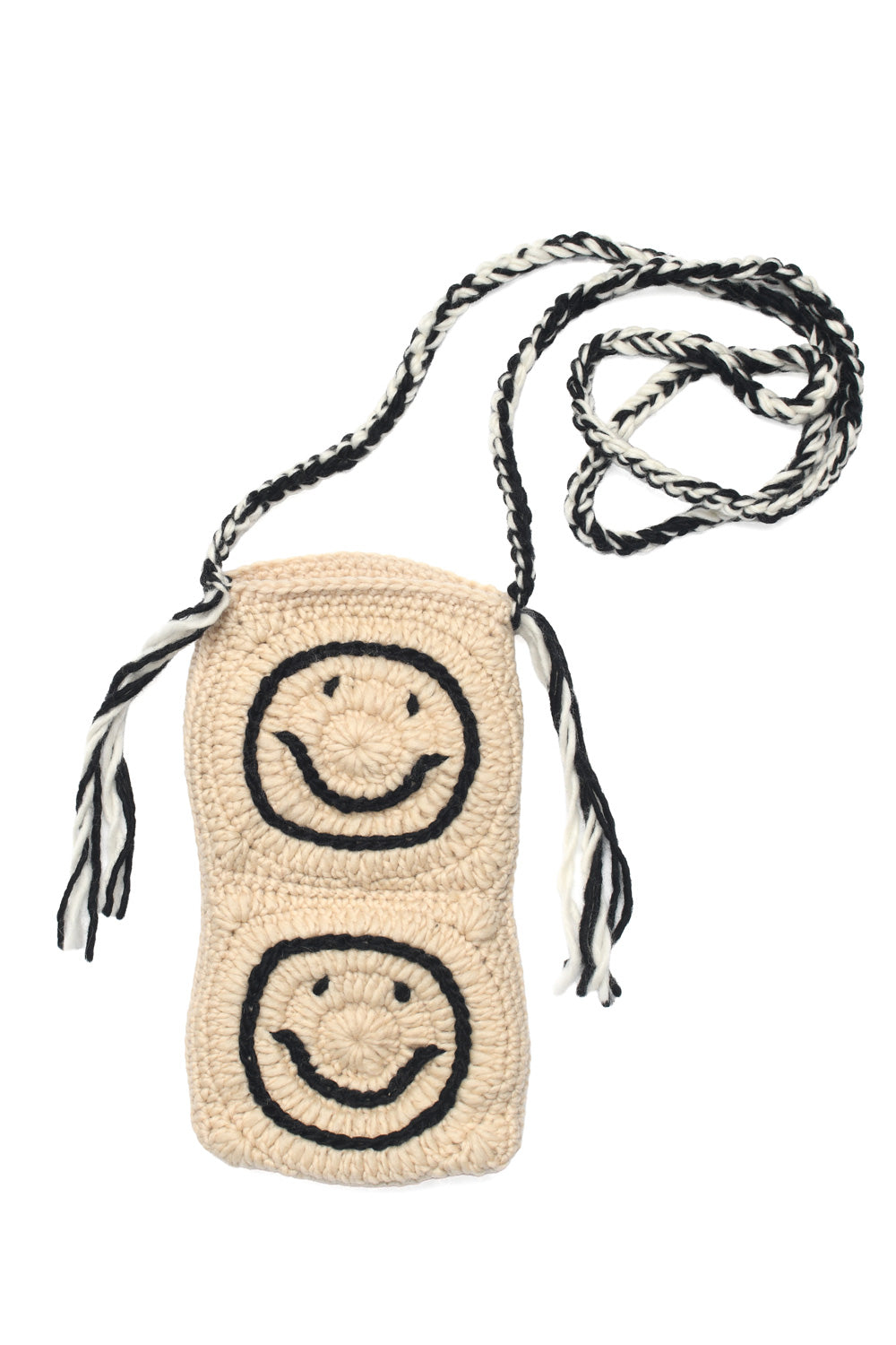 Smiley Crochet Pocket Bag - Tan