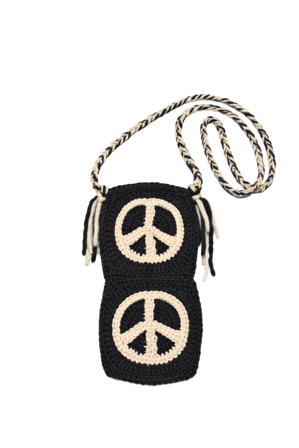 Peace Crochet Pocket Bag - Black