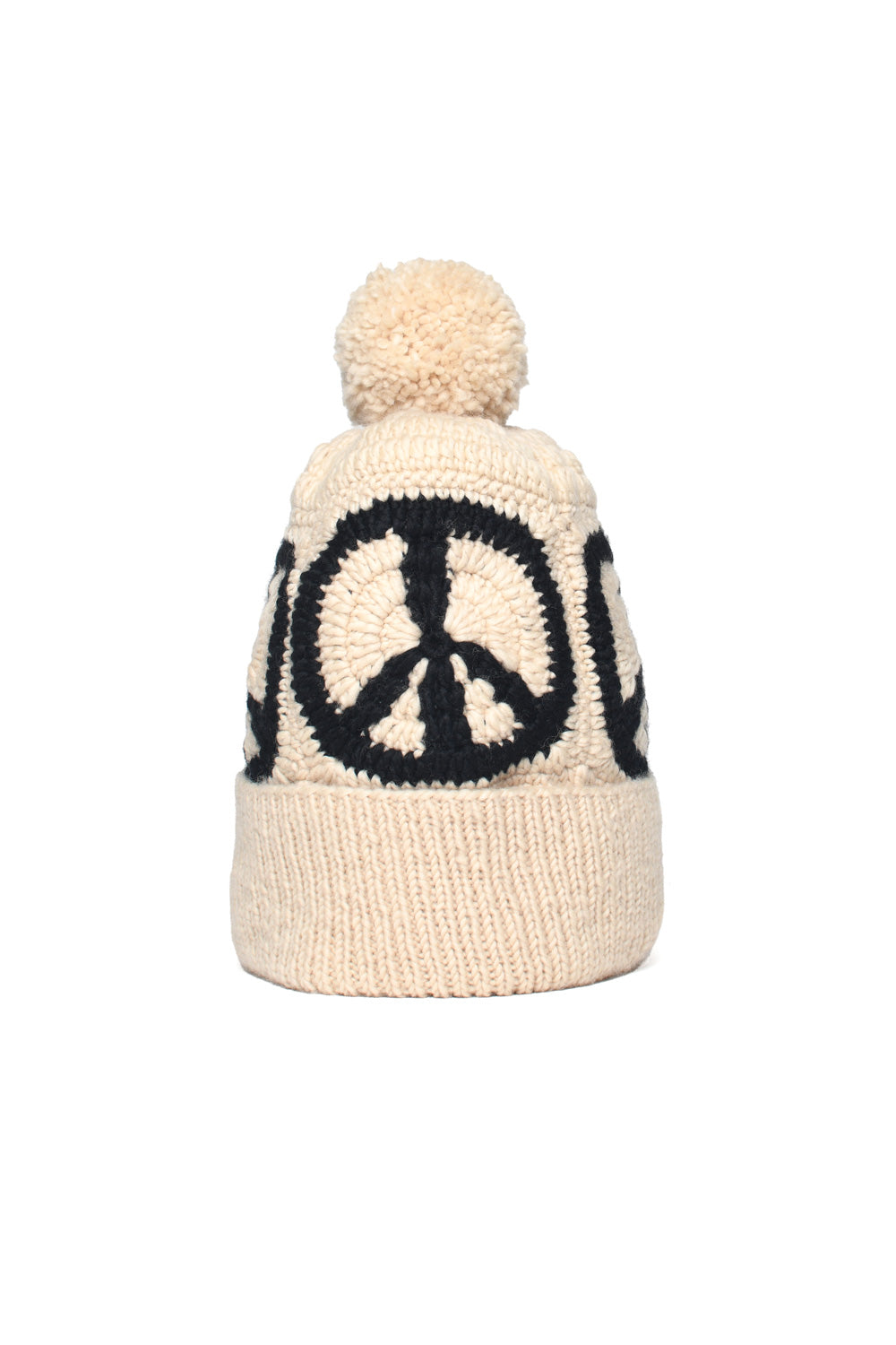 Double Cuff Cap Peace Crochet - Tan