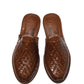 Top-down view of traditional woven leather huarache sandal made in Mexico