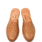 Top-down view of traditional woven leather huarache sandal made in Mexico