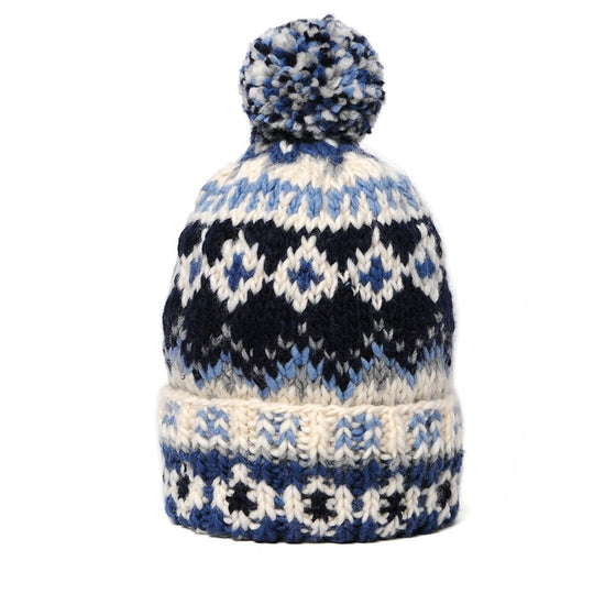 Double Cuff Cap Fair Isle #3 - Ivory