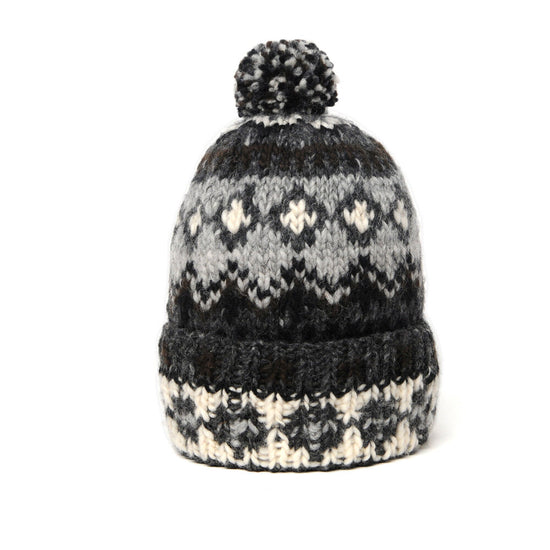 Double Cuff Cap Fair Isle #3 - Ox Grey