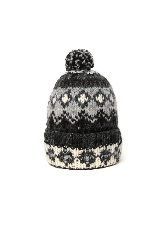 Double Cuff Cap Fair Isle #3 - Ox Grey