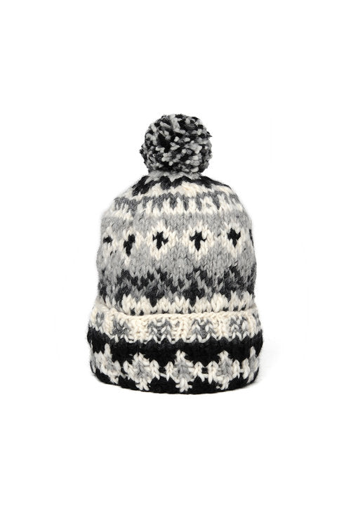 Double Cuff Cap Fair Isle #3 - Ivory #2