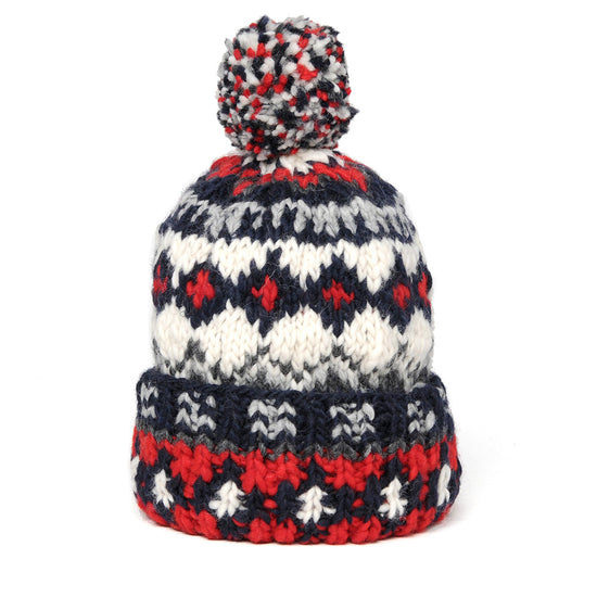 Double Cuff Cap Fair Isle #3 - Dk. Navy