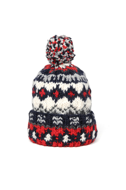 Double Cuff Cap Fair Isle #3 - Dk. Navy