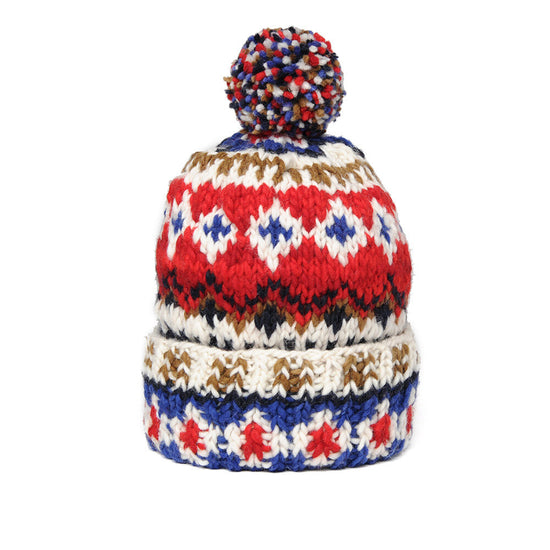 Double Cuff Cap Fair Isle #3 - Ivory #3