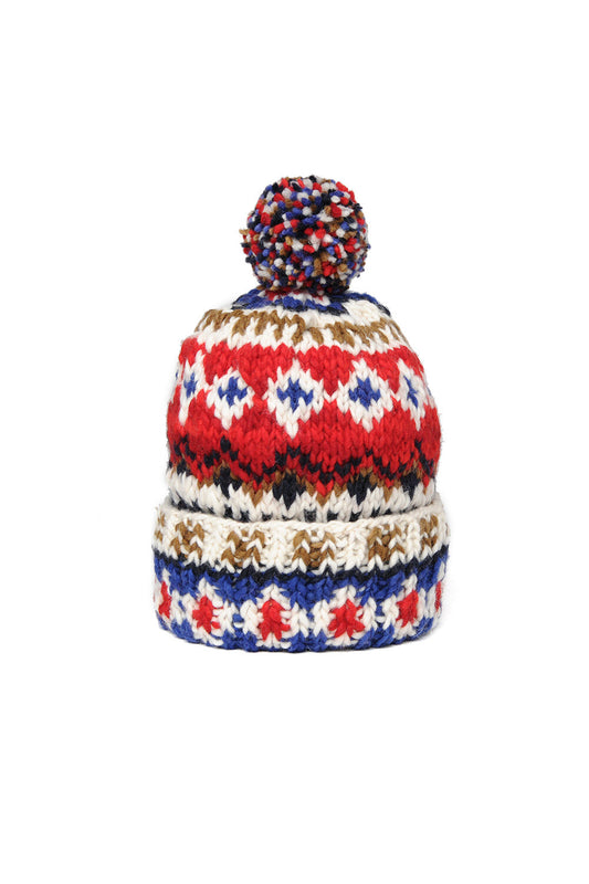 Double Cuff Cap Fair Isle #3 - Ivory #3