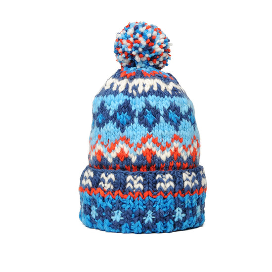 Double Cuff Cap Fair Isle #3 - Real Indigo