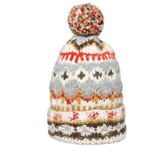 Double Cuff Cap Fair Isle #3 - Ivory #5