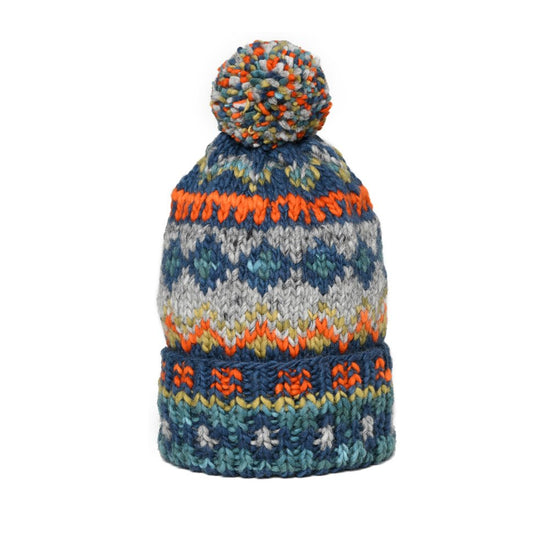 Double Cuff Cap Fair Isle #3 - Dk. Real Indigo