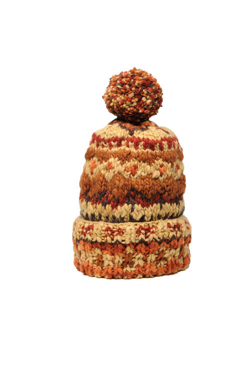 Double Cuff Cap, Fair Isle #3 - Dk. Gold