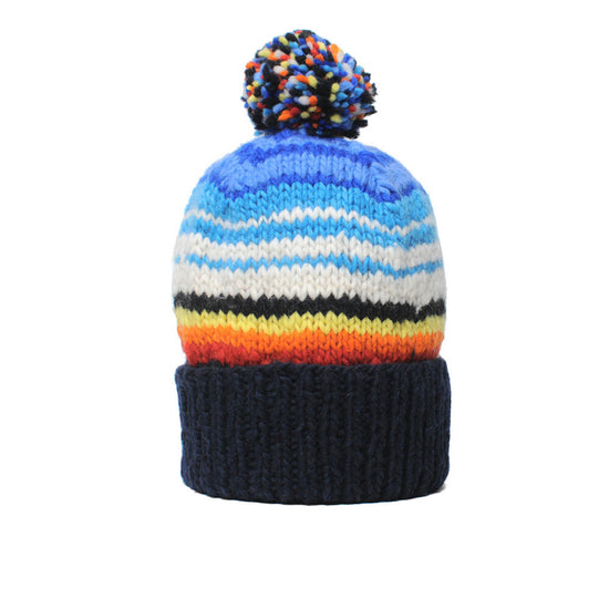 Double Cuff Cap Serape - Navy