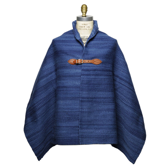 Merino Wool Blanket Poncho - Dk. Indigo