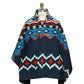 Merino Wool Blanket Poncho, Fair Isle #3 - Real Indigo