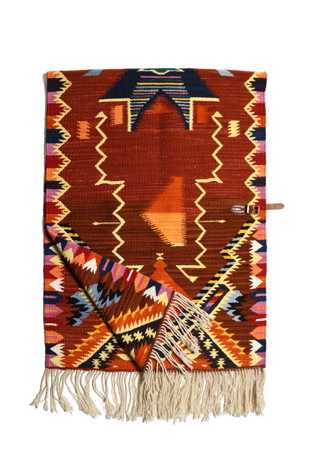 Merino Wool Blanket Poncho, Antique Star  - Royal