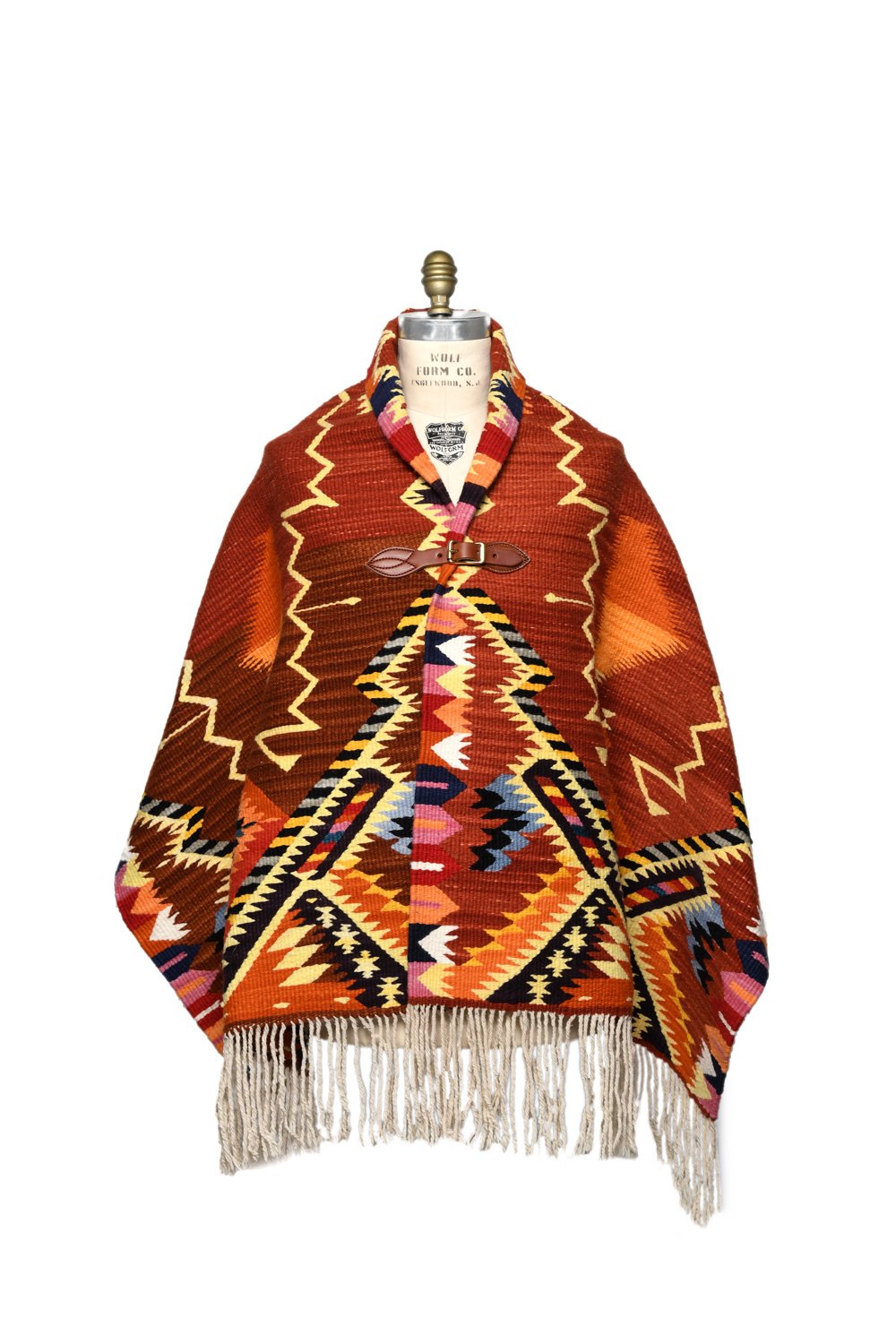 Merino Wool Blanket Poncho, Antique Star  - Royal