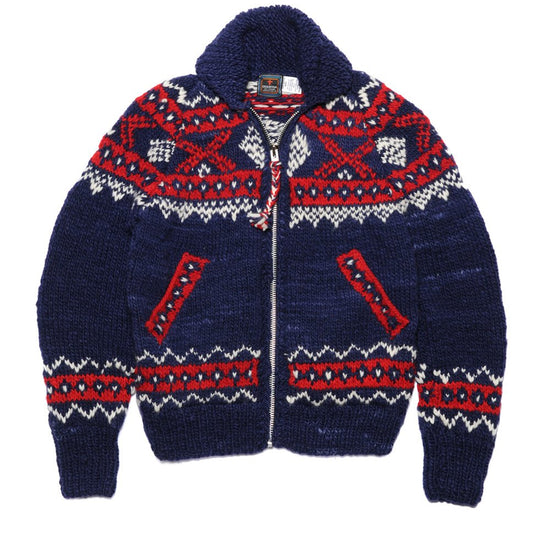 Fair Isle #5 Zipper Cardigan - DK. Navy Heather