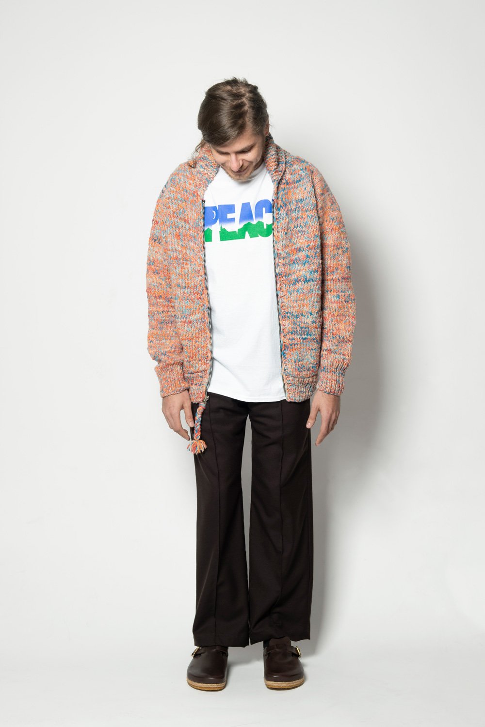 Mix Heather Zipper Cardigan - Heather Med Turq Mix
