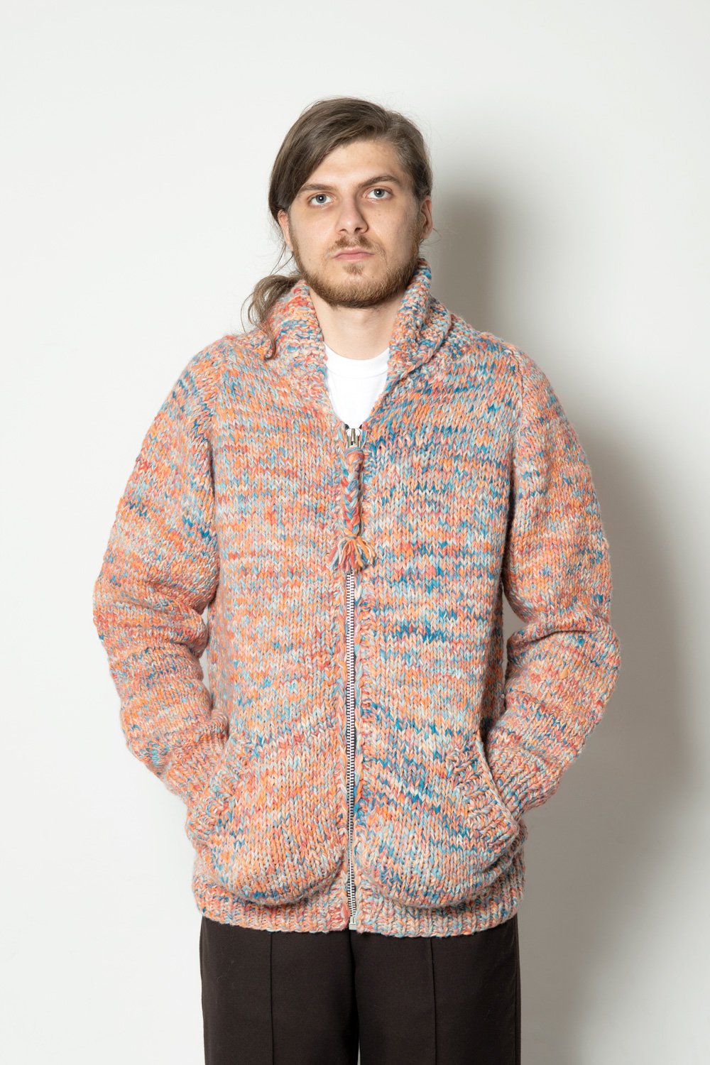 Mix Heather Zipper Cardigan - Heather Med Turq Mix