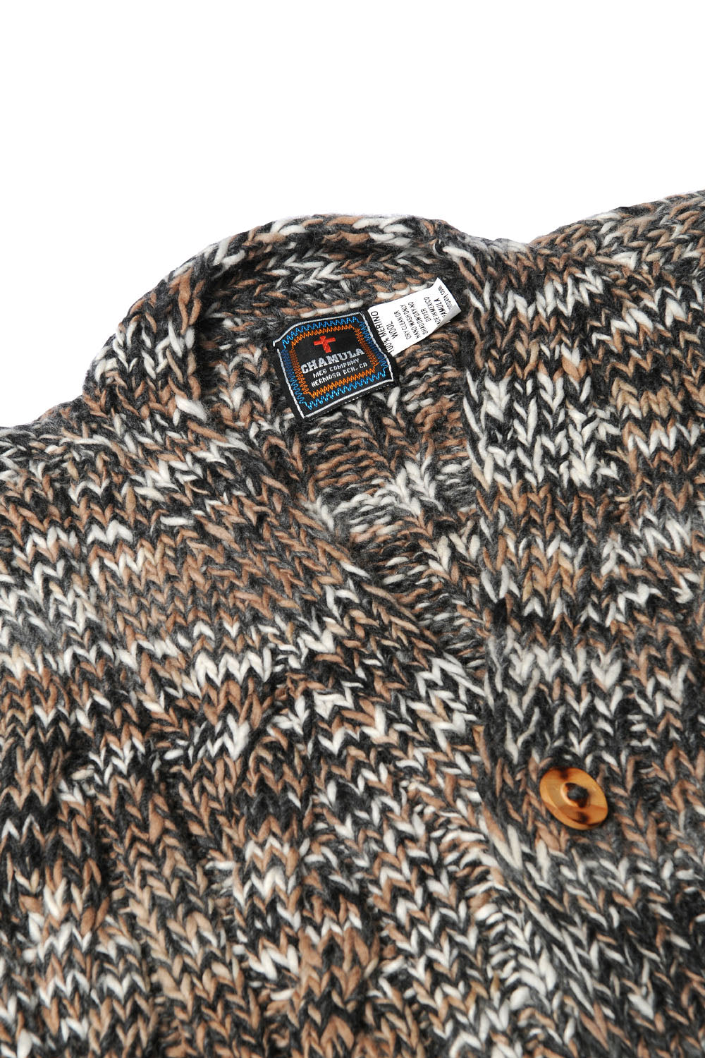 Mix Fisherman V Neck Cardigan - Ox Grey Mix