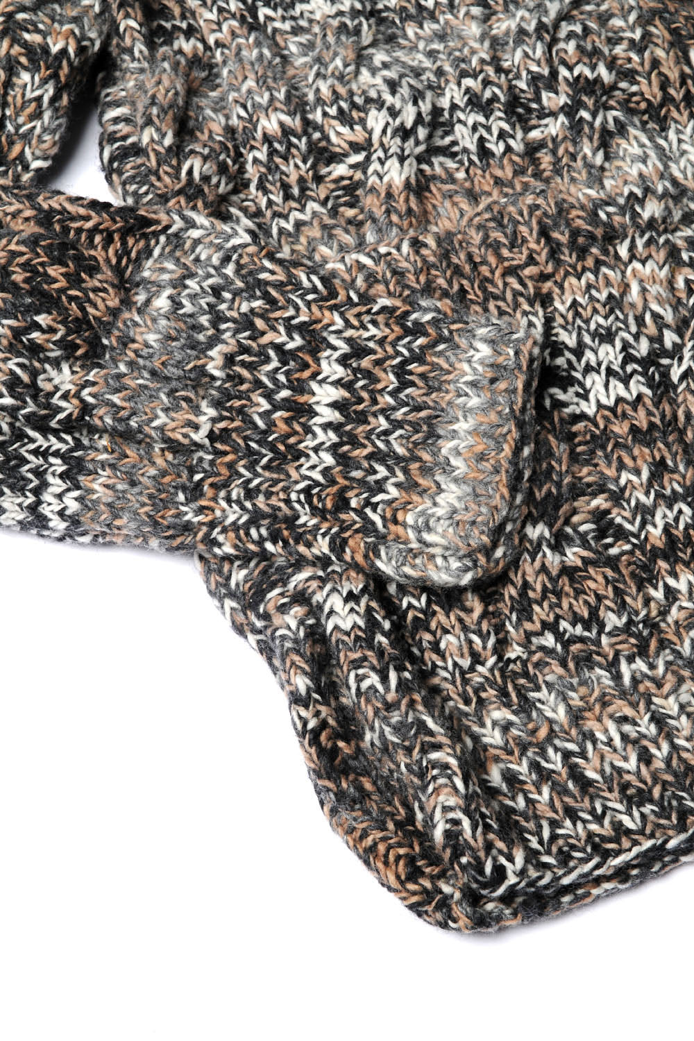Mix Fisherman V Neck Cardigan - Ox Grey Mix