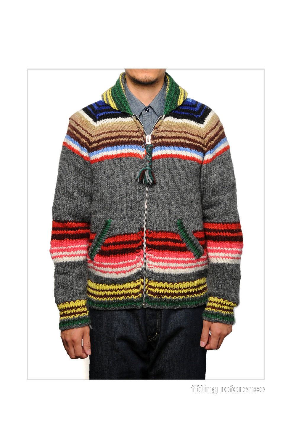 Multi Stripe Zipper Cardigan - Pearl Grey