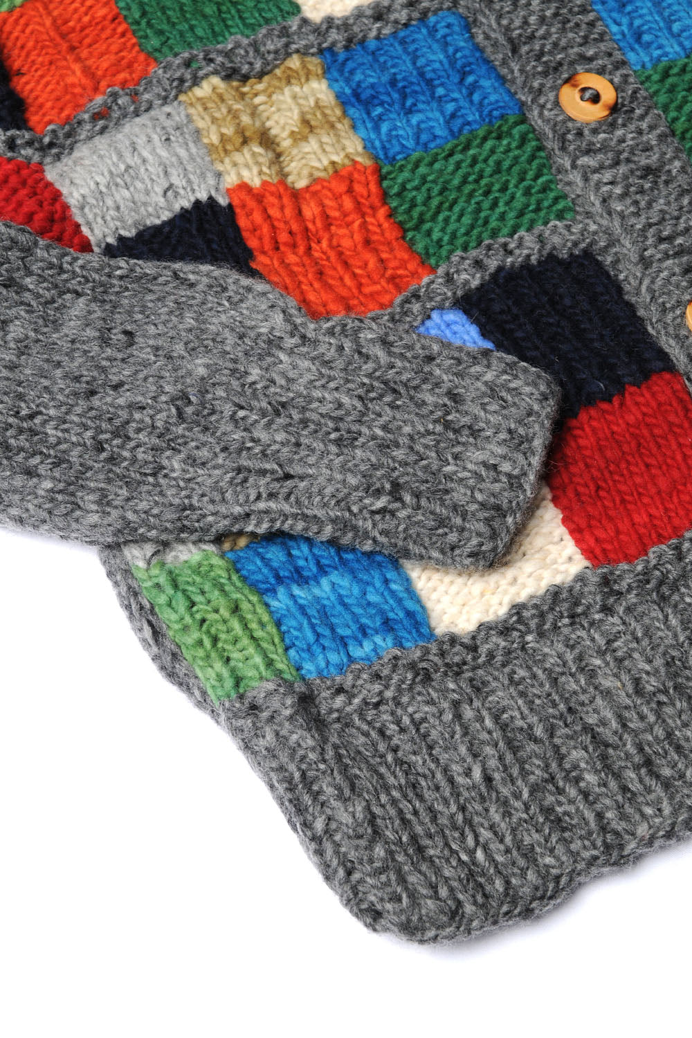 Sampler Squares Button Cardigan - Grey
