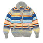 Multi Stripe Zipper Cardigan - Pearl Grey