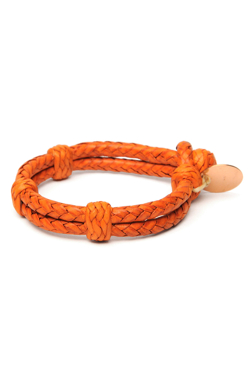 Double Round Leather Bracelet  - Orange 1