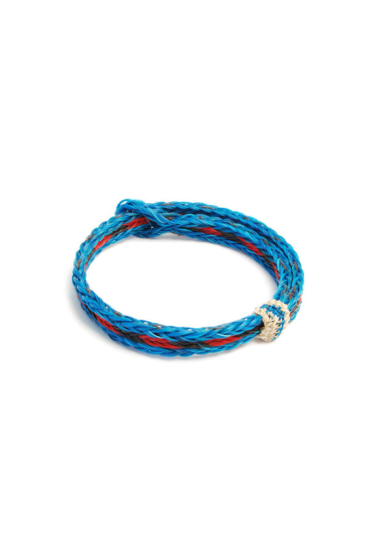 Braided Horsehair Bracelet - #16 RED/BLK/TURQ