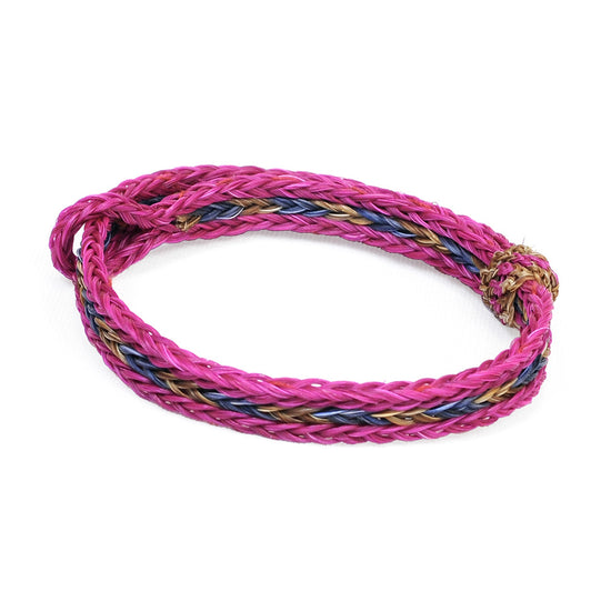 Braided Horsehair Bracelet - #27 LT.INDIGO/TAN/PINK