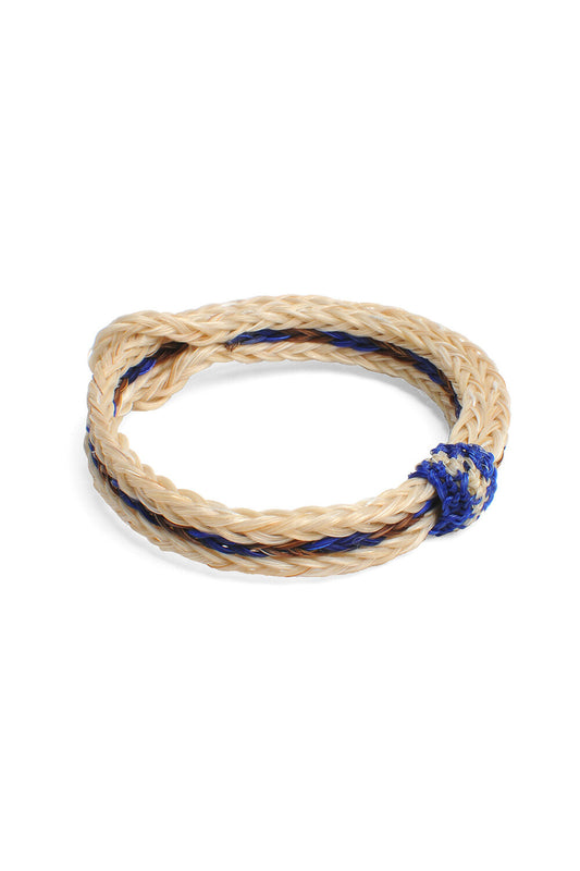 Braided Horsehair Bracelet - #28 D.BWN/BLU/WHT